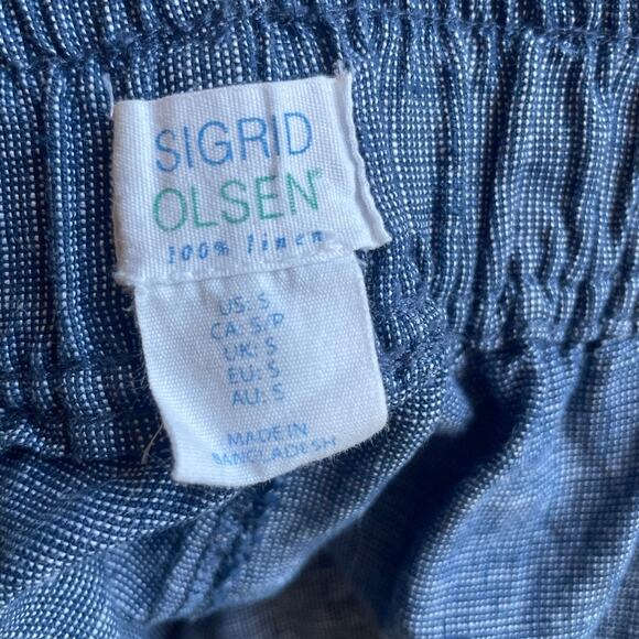 Sigrid Olson blue linen pull on wide leg pant size S - Picture 7 of 8